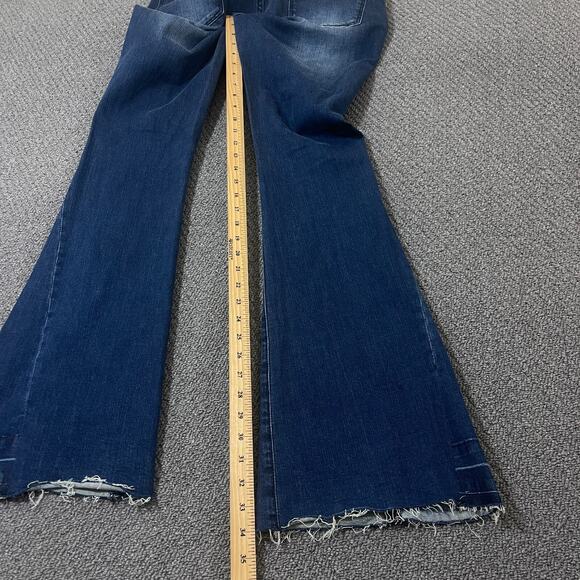 Grace In LA Jeans Womens Size 27 Blue Denim Easy Fit Raw Hem Flare Y2K Grunge - Picture 9 of 12